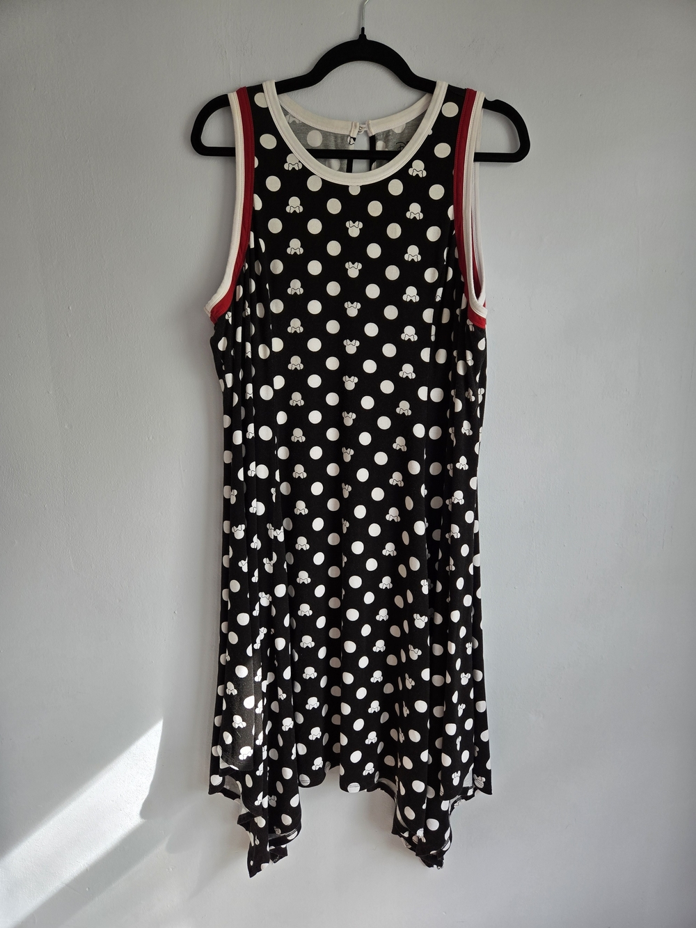 Disney Black and White Polka Dot Minnie Scarf Hem Tank Dress Sz 2X